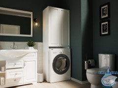 Шкаф под стиральную машину 1Marka Wall Classic белый глянцевый