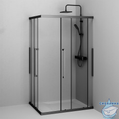 Душевое ограждение AM.PM Func 120x80 W84G-403-12080-BТ профиль черный, стекло прозрачное (без поддона)