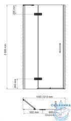 Дверь в нишу Wasserkraft Aller 120 см профиль хром, стекло прозрачное 10H05LBLACK MATT