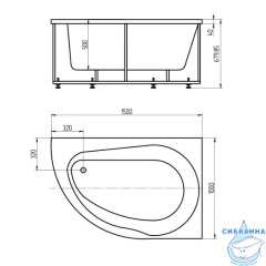Акриловая ванна Aquatek Вирго L 150х100 с каркасом