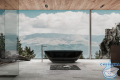 Ванна из полиэфирной смолы ABBER Kristall 180х85 AT9702Onyx черная