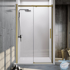 Дверь в нишу Veconi Виано 140 профиль золото брашированное,, стекло прозрачное VN70G-140-01-C4