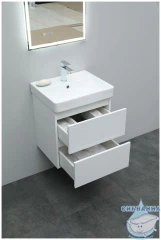 Тумба Aquanet Вега 50 с раковиной Aquanet Ирис 50 белый глянцевый