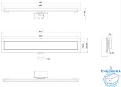 Дренажный трап для душа ALMAes Laguna 60 см с решеткой (черный)