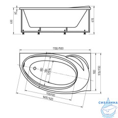 Акриловая ванна Aquatek Бетта 150х95 L с каркасом