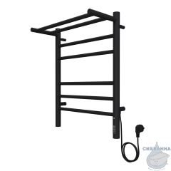 Полотенцесушитель электрический Terminus Аврора П6 45х60 с полкой (черный матовый) (с возможностью скрытого подключения)
