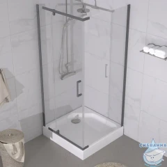Душевое ограждение Тритон Терра 90x90 профиль графит, стекло прозрачное Щ0000073935 (с поддоном)