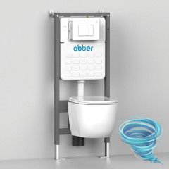 Унитаз подвесной безободковый Abber Bequem  AC1100T с сиденьем Soft Close (микролифт) (белый)