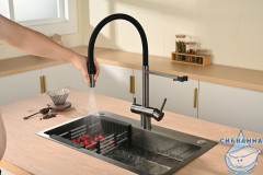 Смеситель для кухни Vincea VKF-120GM (вороненая сталь/черный)