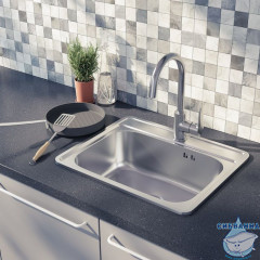 Мойка, нержавеющая сталь, сатин, 530*430, Basic, IDDIS, BAS53S0i77