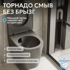 Унитаз ABBER Bequem AC1102TMG подвесной серый матовый, безободковый, смыв торнадо