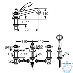 Смеситель для ванны на борт Kludi Adlon 515250520