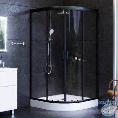 Душевое ограждение AM.PM Gem 100x100 W90G-401-100BT профиль черный, стекло прозрачное (без поддона)