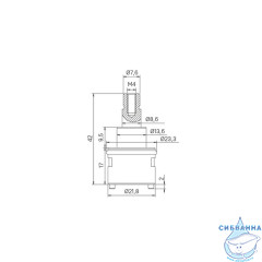 Дивертор для смесителя, пластик, керамика, h=44 мм, D=22 мм, поворотный, IDDIS, 997PC144SM