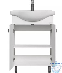 Тумба Акватон Фиджи 60 с раковиной Селигер 60 белый глянец