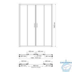 Дверь в нишу Wasserkraft Lippe 45S45 160 см профиль хром, стекло прозрачное 