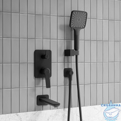 Встраиваемая система с тропическим, ручным душем и изливом, матовый черный, Parker, IDDIS, PARBL03i68 душем, матовый черный, Parker, IDDIS, PARBL03i68