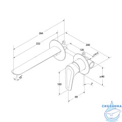 Встраиваемый смеситель для умывальника, глянцевый хром, Dale, Milardo, DALSB00M65