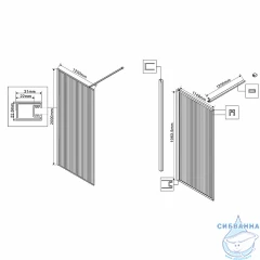 Walk-in Vincea Walk In HS 120 профиль брашированное золото , стекло рифленое VSW-1HP120FLBG