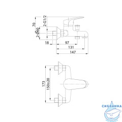 Смеситель для ванны Milardo Simp SIMSB00M02 с душевым гарнитуром (хром)