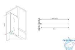 Шторка для ванны ABBER Ewiges Wasser 100х140 AG52100B профиль черный, стекло прозрачное