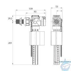 Арматура смывная, 1-ур, боковой подвод, тип А, IDDIS, F012400-0005