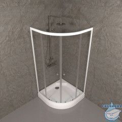 Душевое ограждение Тритон Ультра 80x80 профиль белый, стекло прозрачное Щ0000061784 (с поддоном)