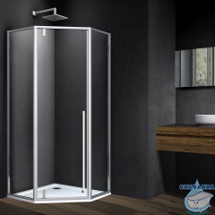 Душевое ограждение Vincea Пента 90x90 профиль хром, стекло прозрачное VSP-3P900CL