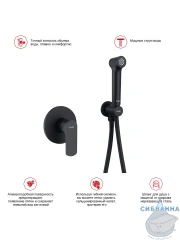 Встраиваемый смеситель Raglo R03.53.06 с гигиеническим душем (черный)