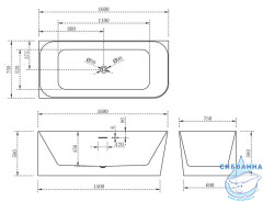 Акриловая ванна ABBER AB9331-1.6 L 160х75 с каркасом