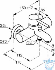  Смеситель для ванны Kludi Bozz 38691N076 (брашированное золото)