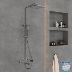 Душевая система Vincea Cube 250 1 режим VSFS-1C1GM (вороненая сталь)