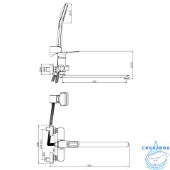 Смеситель для ванны Rossinka RS46-32 с аксессуарами (хром)