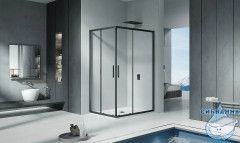 Душевое ограждение Bas Cofe CR-120-90-C-B профиль черный, стекло прозрачное (без поддона)