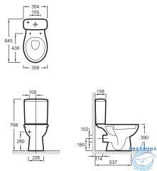 Унитаз напольный безободковый Jacob Delafon Patio  с бачком и сиденьем быстросъемным Soft Close (микролифт)
