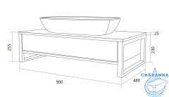 Тумба подвесная 1Marka GRUNGE LOFT 90П (1 ящик) Дуб Намибия с раковиной Sanita Luxe Инфинити 60