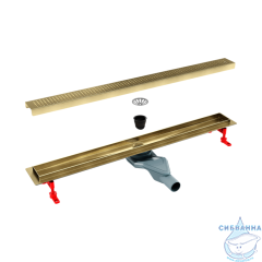 Лоток душевой, сифон 360, комбинированный затвор, перфорированная решетка, 800мм, золото, IDDIS, 975B8MG20DZ