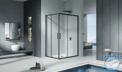 Душевое ограждение Bas Cofe CR-120-80-C-B профиль черный, стекло прозрачное (без поддона)