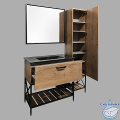 Тумба напольная Comforty Бредфорд 90 дуб темный с раковиной Comforty 90E черная