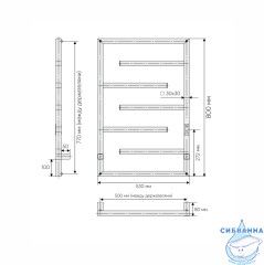 Полотенцесушитель электрический Indigo Delos П7 (с таймером) 50х80 черный муар (с возможностью скрытого подключения, подключение R/L)