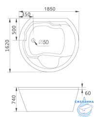Акриовая ванна Gemy G9053 B 185х162 с гидромассажем