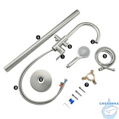 Смеситель для ванны напольный Gappo G3099  с аксессуарами (сатин)