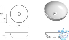 Раковина на столешницу 40 см Ravak  UNI 400 B SLIM XJX01140003