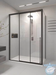 Душевое ограждение Veconi Прато 100x90 профиль черный, стекло прозрачное PR3/L-SP-10090-01-B-C4 (без поддона)