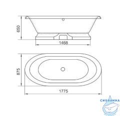 Ванна из литьевого мрамора New Line Sanitary Неона на подиуме 178х88