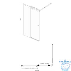 Шторка для ванны Azario Carleon 100x150 профиль хром, стекло прозрачное AZ-NKB6121 1000