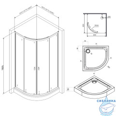 Душевое ограждение AM.PM X-Joy Twin Slide 90х90 W88E-205-090BT64 профиль черный, стекло прозрачное (c поддоном)