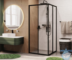 Душевое ограждение Wasserkraft Dill 90x90 61S03 профиль черный, стекло прозрачный (без поддона)