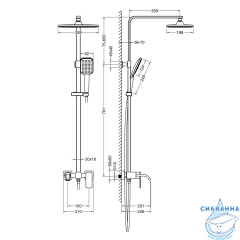 Душевая система Timo Selene SX-1013/03 260 1 режим (черный матовый)