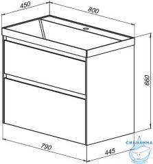 Тумба Aquanet Гласс 80 с раковиной Орлеан 80 белый глянец